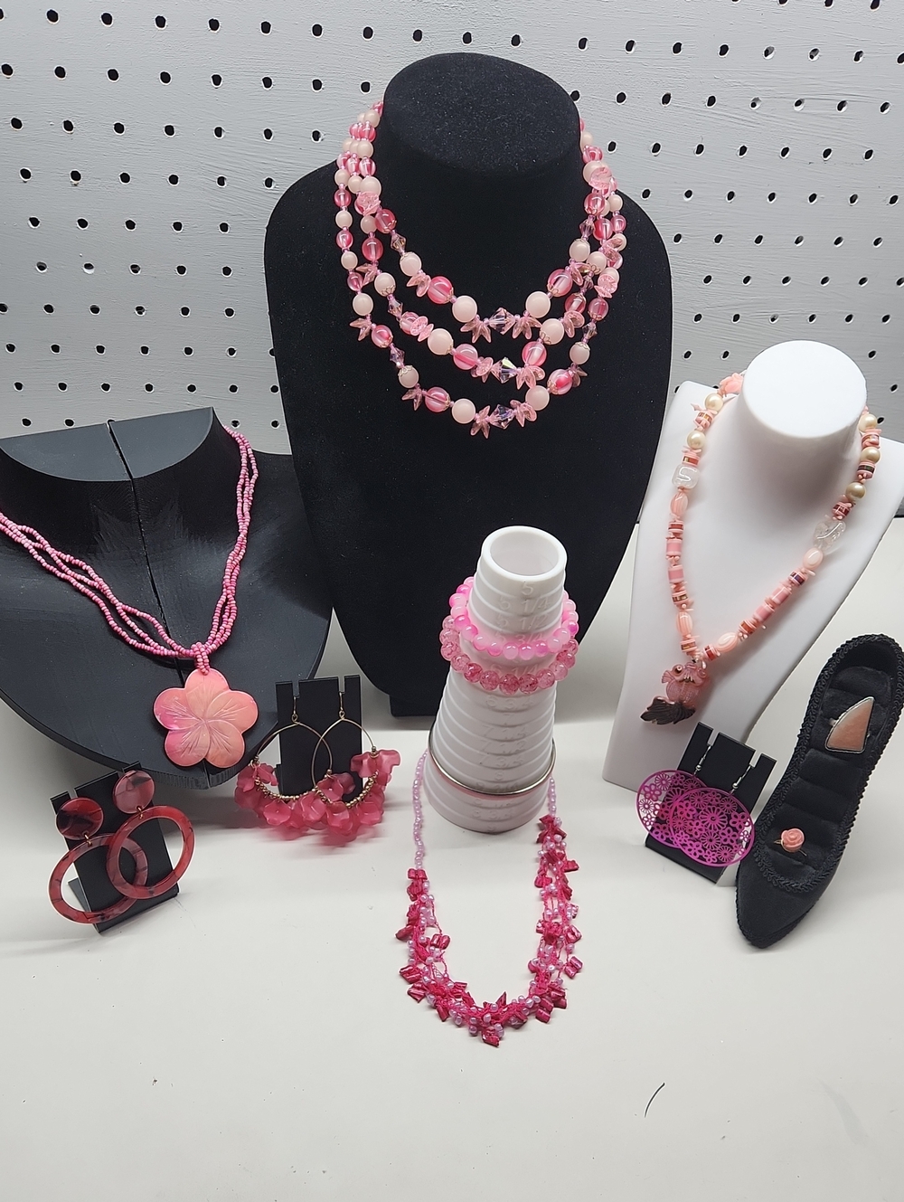 Pink Beaded Statement Jewelry Bundle